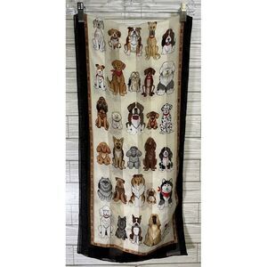 Sears‎ Roebuck Dog Woof Scarf Black 57" X 11" Rectangle Polyester Puppy